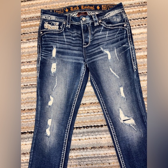 Rock Revival Karah Easy Skinny Jeans size 28 x 32 Bling Distressed - Picture 3 of 16